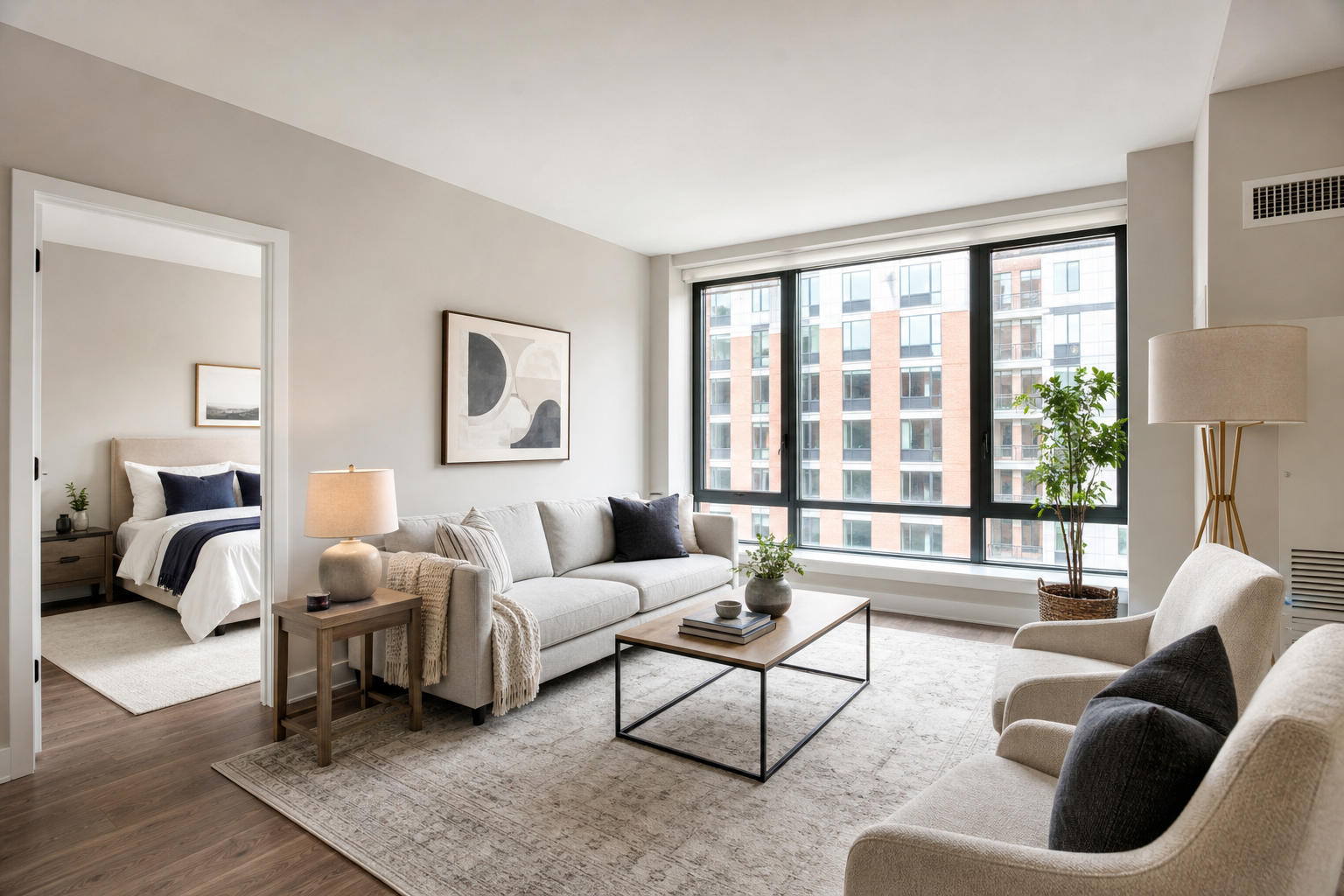 Bright modern apartment living room available for rent in West Haven