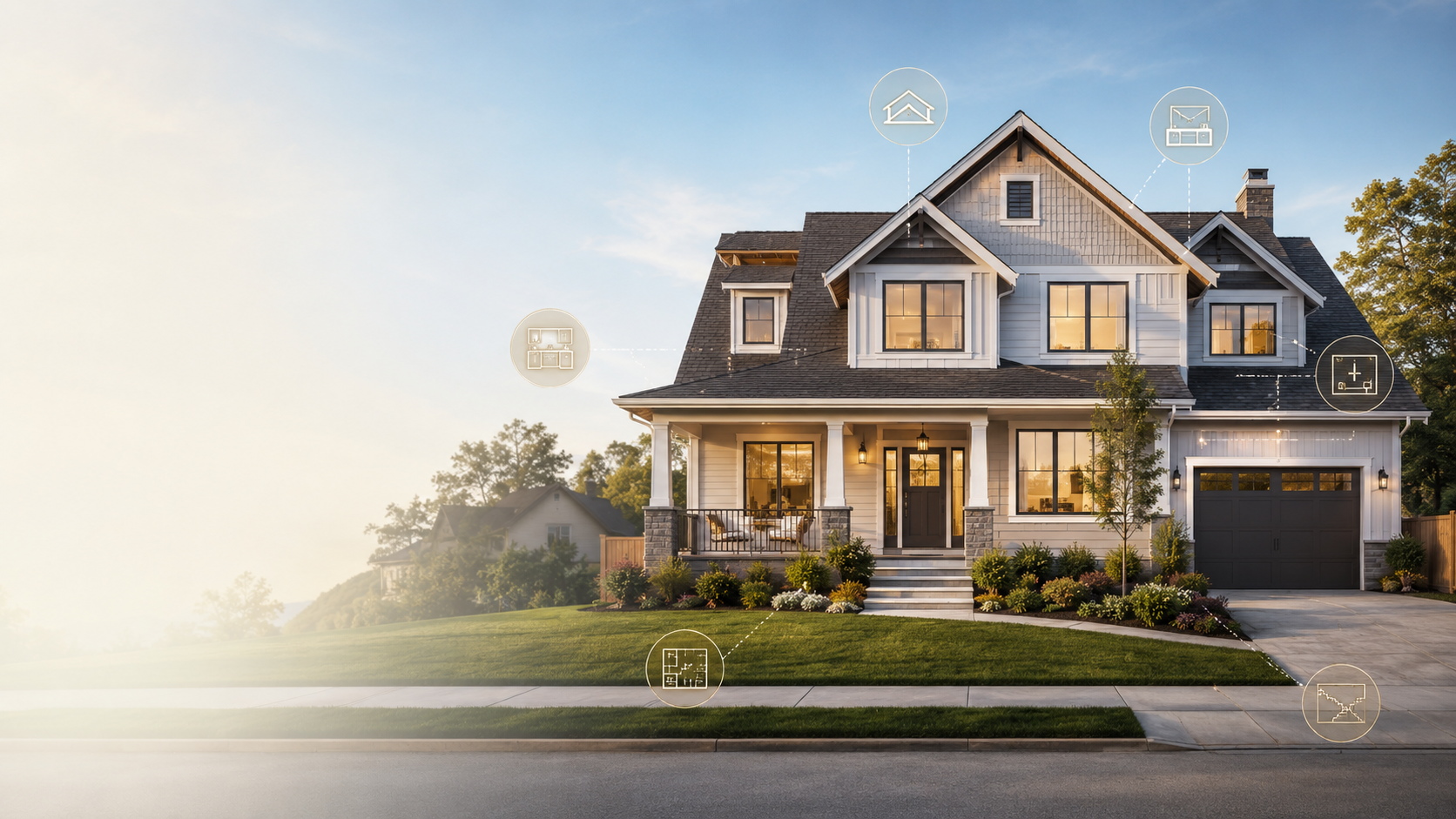 Residential property with Tamay callouts for kitchen potential, basement opportunity, layout flexibility, exterior improvements, and future expansion